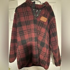 Plaid Hooded Sweater - Red and Black
